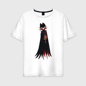 Женская футболка хлопок Oversize с принтом Гримм в Ухте, 100% хлопок | свободный крой, круглый ворот, спущенный рукав, длина до линии бедер
 | hollow knight | гримм | красный огонь