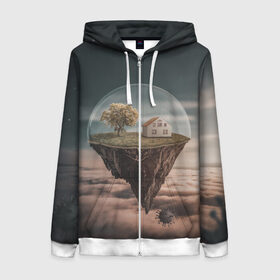 Женская толстовка 3D на молнии с принтом Самоизоляция в Ухте, 100% полиэстер | длина до линии бедра, манжеты и пояс оформлены мягкой тканевой резинкой, двухслойный капюшон со шнурком для регулировки, спереди молния, по бокам два кармана | 2020 | 2k20 | covid 19 | болезни | болезнь | вирус | вирусы | дом | изоляция | корид | коронавирус | коронавирусы | купол | простуда | самоизоляция