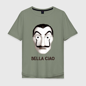 Мужская футболка хлопок Oversize с принтом BELLA CIAO в Ухте, 100% хлопок | свободный крой, круглый ворот, “спинка” длиннее передней части | bella ciao | бумажный дома | деньги | сериал