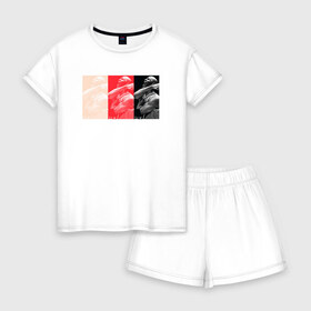 Женская пижама с шортиками хлопок с принтом МАЙКЛ ДЖОРДАН в Ухте, 100% хлопок | футболка прямого кроя, шорты свободные с широкой мягкой резинкой | 23 | bulls | chicago bulls | jordan | logo | michael jordan | nba | paris saint germain | psg | red | sport | the last dance | быки | джордан | лого | майкл джордан | последний танец | псж | спорт | чикаго буллс