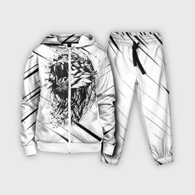 Детский костюм 3D с принтом Тигр | Tiger в Ухте,  |  | black | lion | tiger | white | белая | клыки | кот | котик | кошка | лев | полосы | светлая | тигр | чб | черная | черно белая