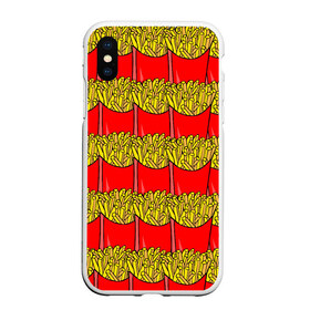 Чехол для iPhone XS Max матовый с принтом ФРИ в Ухте, Силикон | Область печати: задняя сторона чехла, без боковых панелей | Тематика изображения на принте: food | fries | pattern | еда | картошка | мак | макдональдс | паттерн | фри