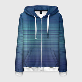 Мужская толстовка 3D на молнии с принтом Синяя сетка в Ухте, 100% полиэстер | длина до линии бедра, манжеты и пояс оформлены мягкой тканевой резинкой, двухслойный капюшон со шнурком для регулировки, спереди молния, по бокам два кармана | Тематика изображения на принте: линии | сетка | синий | синяя сетка