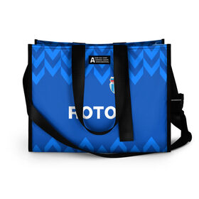 Сумка-шоппер 3D с принтом РОТОР Волгоград в Ухте, 100% полиэстер | застегивается на металлическую кнопку; внутренний карман застегивается на молнию. Стенки укреплены специальным мягким материалом, чтобы защитить содержимое от несильных ударов
 | fc | football club | rotor | rotor volgograd | sport | vlg | volgograd | волгоград | ротор | ротор волгоград | униформа | фирменые цвета | фк | форма | футбольная | футбольная форма ротор