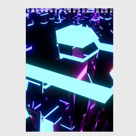 Скетчбук с принтом Blue Neons в Ухте, 100% бумага
 | 48 листов, плотность листов — 100 г/м2, плотность картонной обложки — 250 г/м2. Листы скреплены сверху удобной пружинной спиралью | blue | cyberpunk2077 | girl | neon | неон | неоновая