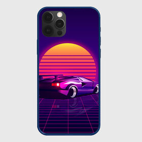Чехол для iPhone 12 Pro с принтом Ретро Футуризм в Ухте, силикон | область печати: задняя сторона чехла, без боковых панелей | cyberpunk | lamborgini | retrowave | vaporwave | закат | киберпанк | лмборгини | машина | машина в закате | машина на фоне заката | ночь | ретро | ретро футуризм