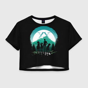 Женская футболка Crop-top 3D с принтом Hunter x Hunter в Ухте, 100% полиэстер | круглая горловина, длина футболки до линии талии, рукава с отворотами | alluka | anime | chrollo | gon | hisoka | hunter | hunter x hunter | hxh | japan | kalluto | killua | kurapika | lucilfer | x | аниме | гон | куроро | люцифер | мульт | охотник | х | хисока | япония