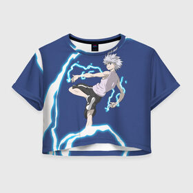 Женская футболка Crop-top 3D с принтом Hunter x Hunter в Ухте, 100% полиэстер | круглая горловина, длина футболки до линии талии, рукава с отворотами | anime | hisoka | hunter x hunter | japan | killua | аниме | анимешникам | герои | гон | детские | иллуми | курапика | манга | мультсериал | мультфильм | охотник | приключения | фрикс | хантер | хисока | хищник | хролло