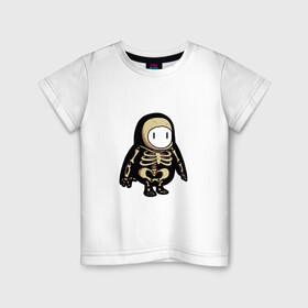 Детская футболка хлопок с принтом fall guys skeleton в Ухте, 100% хлопок | круглый вырез горловины, полуприлегающий силуэт, длина до линии бедер | baby blue | big bad wolf | champ | chicken | chilly | crown | dizzy heights | door dash | dots | fruit chute | full body | gate crash | hit parade | hunter | mallard | ninja | pirate | see saw | slime climb | the whirlygig | tip toe | topsy | 
