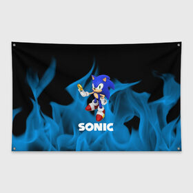 Флаг-баннер с принтом SONIC в Ухте, 100% полиэстер | размер 67 х 109 см, плотность ткани — 95 г/м2; по краям флага есть четыре люверса для крепления | hedgehog | metal sonic | silver | silver the hedgehog | sonic | sonic boom | sonic the hedgehog | ёж сонник | игры | соник | фильмы