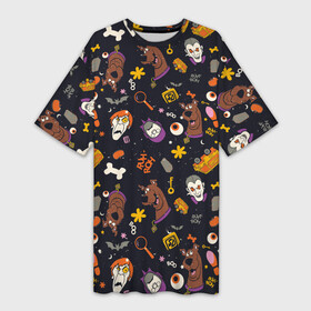 Платье-футболка 3D с принтом Скуби Ду Хэллоуин паттерн в Ухте,  |  | scooby doo | vdzabma | скуби ду