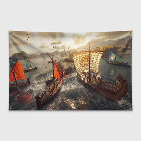 Флаг-баннер с принтом ASSASSIN`S CREED в Ухте, 100% полиэстер | размер 67 х 109 см, плотность ткани — 95 г/м2; по краям флага есть четыре люверса для крепления | black flag | brotherhood | chronicles | creed | game | origins | revelations | rogue | syndicate | unity | valhalla | альтаир | ассасин | игры | кинжал | пираты