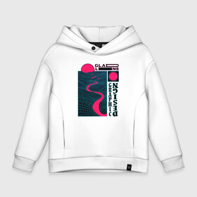 Детское худи Oversize хлопок с принтом Neon style в Ухте, френч-терри — 70% хлопок, 30% полиэстер. Мягкий теплый начес внутри —100% хлопок | боковые карманы, эластичные манжеты и нижняя кромка, капюшон на магнитной кнопке | Тематика изображения на принте: neon | retro | synt wave | неон | ретро | синтвейв