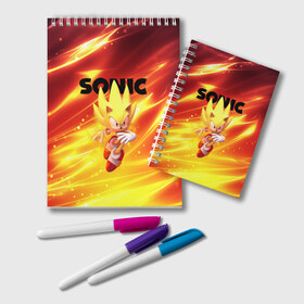 Блокнот с принтом SONIC СОНИК в Ухте, 100% бумага | 48 листов, плотность листов — 60 г/м2, плотность картонной обложки — 250 г/м2. Листы скреплены удобной пружинной спиралью. Цвет линий — светло-серый
 | hedgehog | metal sonic | silver | silver the hedgehog | sonic | sonic boom | sonic the hedgehog | ёж сонник | игры | соник | фильмы