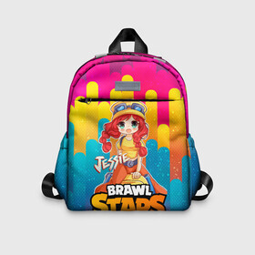 Детский рюкзак 3D с принтом Jessie Brawl Stars anime style в Ухте, 100% полиэстер | лямки с регулируемой длиной, сверху петелька, чтобы рюкзак можно было повесить на вешалку. Основное отделение закрывается на молнию, как и внешний карман. Внутри дополнительный карман. По бокам два дополнительных кармашка | brawl | brawl stars | brawlstars | brawl_stars | jessie | аниме | бравл | бравлстарс | джеси | джесси | джэси | джэсси