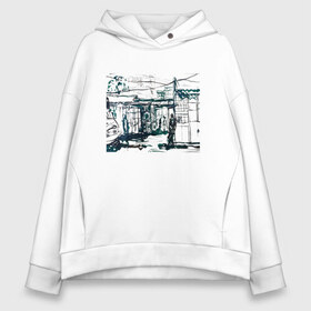 Женское худи Oversize хлопок с принтом скетч улицы в Ухте, френч-терри — 70% хлопок, 30% полиэстер. Мягкий теплый начес внутри —100% хлопок | боковые карманы, эластичные манжеты и нижняя кромка, капюшон на магнитной кнопке | люди | магазин | мода | скетч | стиль | улица | фломастер