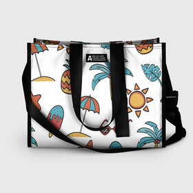 Сумка-шоппер 3D с принтом Отпуск в Ухте, 100% полиэстер | застегивается на металлическую кнопку; внутренний карман застегивается на молнию. Стенки укреплены специальным мягким материалом, чтобы защитить содержимое от несильных ударов
 | summer | ананас | ананасы | гаваи | гавайская | звезда | звёзды | зонт | лето | мороженное | отдых | отпуск | очки | пальма | пальмы | пляж | солнце | туризм | туристическая