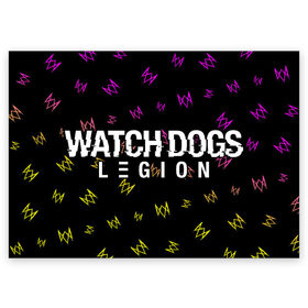 Поздравительная открытка с принтом WATCH DOGS LEGION / ВОТЧ ДОГС в Ухте, 100% бумага | плотность бумаги 280 г/м2, матовая, на обратной стороне линовка и место для марки
 | Тематика изображения на принте: dogs | game | games | glitch | hacker | legion | logo | ubisoft | watch | вотч | глитч | догс | игра | игры | легион | лого | логотип | символ | хакер | хакеру