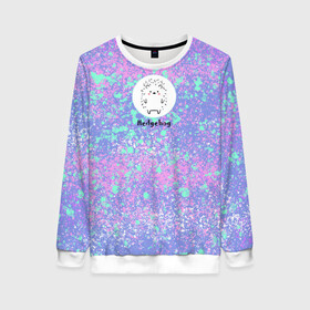 Женский свитшот 3D с принтом Ёж в Ухте, 100% полиэстер с мягким внутренним слоем | круглый вырез горловины, мягкая резинка на манжетах и поясе, свободная посадка по фигуре | hadgehog | акрил | брызги | ёж | ёжик | ежик в тумане | животные | тай дай