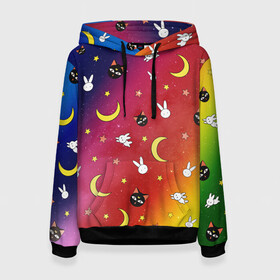 Женская толстовка 3D с принтом SAILOR MOON в Ухте, 100% полиэстер  | двухслойный капюшон со шнурком для регулировки, мягкие манжеты на рукавах и по низу толстовки, спереди карман-кенгуру с мягким внутренним слоем. | anime | japan | manga | sailor moon | аниме | девочка | девушка | луна | лунная призма | манга | сейлор мун | сэйлор мун | япония