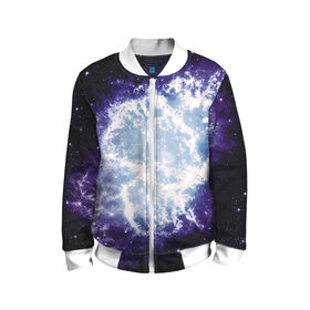 Детский бомбер 3D с принтом Galaxy в Ухте, 100% полиэстер | застегивается на молнию, по бокам два кармана без застежек, мягкие манжеты, по низу бомбера и на воротнике — эластичная резинка | 3301 | 4800 | dpi | galaxy | галактика | звезды | космос
