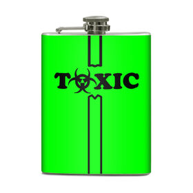 Фляга с принтом toxic в Ухте, металлический корпус | емкость 0,22 л, размер 125 х 94 мм. Виниловая наклейка запечатывается полностью | toxic | противогаз | токсик | токсичный | ядовитый
