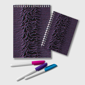 Блокнот с принтом Joy Division Glitch в Ухте, 100% бумага | 48 листов, плотность листов — 60 г/м2, плотность картонной обложки — 250 г/м2. Листы скреплены удобной пружинной спиралью. Цвет линий — светло-серый
 | Тематика изображения на принте: glitch | ian curtis | joy division | rock | unknown pleasures | глюк | иэн кёртис | рок