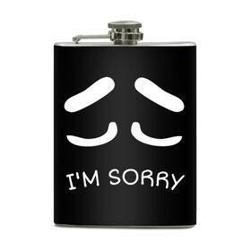Фляга с принтом Sorry not sorry в Ухте, металлический корпус | емкость 0,22 л, размер 125 х 94 мм. Виниловая наклейка запечатывается полностью | 