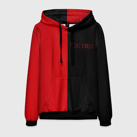 Мужская толстовка 3D с принтом YOU DIED в Ухте, 100% полиэстер | двухслойный капюшон со шнурком для регулировки, мягкие манжеты на рукавах и по низу толстовки, спереди карман-кенгуру с мягким внутренним слоем. | Тематика изображения на принте: dark souls | dark souls iii | дарк солс | дарк соулс | темные души | черные души