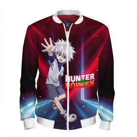 Мужской бомбер 3D с принтом Киллуа Hunter x Hunter в Ухте, 100% полиэстер | застегивается на молнию, по бокам два кармана без застежек, по низу бомбера и на воротнике - эластичная резинка | Тематика изображения на принте: anime | hunter | hunter x hunter | killua | zoldyck | аниме | зодиак | охотник | охотники