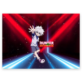 Поздравительная открытка с принтом Киллуа Hunter x Hunter в Ухте, 100% бумага | плотность бумаги 280 г/м2, матовая, на обратной стороне линовка и место для марки
 | Тематика изображения на принте: anime | hunter | hunter x hunter | killua | zoldyck | аниме | зодиак | охотник | охотники