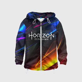 Детская ветровка 3D с принтом Horizon Zero Dawn STRIPES в Ухте, 100% полиэстер | подол и капюшон оформлены резинкой с фиксаторами, по бокам два кармана без застежек, один потайной карман на груди | Тематика изображения на принте: aloy | antasy girl | art | artwork | digital art | fantasy | horizon | horizon: zero dawn | landscape | tallneck | warrior fantasy | weapon | zero dawn