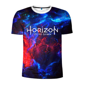 Мужская футболка 3D спортивная с принтом Horizon Zero Dawn в Ухте, 100% полиэстер с улучшенными характеристиками | приталенный силуэт, круглая горловина, широкие плечи, сужается к линии бедра | aloy | antasy girl | art | artwork | digital art | fantasy | horizon | horizon: zero dawn | landscape | tallneck | warrior fantasy | weapon | zero dawn
