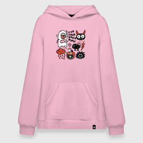 Худи SuperOversize хлопок с принтом Halloween в Ухте, 70% хлопок, 30% полиэстер, мягкий начес внутри | карман-кенгуру, эластичная резинка на манжетах и по нижней кромке, двухслойный капюшон
 | blood | cat | cloud | ears | eye | face | halloween | jaw | kitten | lightning | monster | teeth | tongue | глаз | зубы | кот | котенок | кошка | кровь | лицо | молния | монстр | облако | рога | уши | хэллоуин | язык