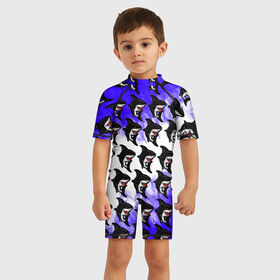 Детский купальный костюм 3D с принтом Акула в Ухте, Полиэстер 85%, Спандекс 15% | застежка на молнии на спине | fire | абстракция | акула | акулы | огонь