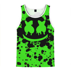 Мужская майка 3D с принтом Marshmello в Ухте, 100% полиэстер | круглая горловина, приталенный силуэт, длина до линии бедра. Пройма и горловина окантованы тонкой бейкой | alone | beautiful | disc | dj | jockey | marshmallow | now | американский | диджей | дискотека | маршмэллоу | продюсер