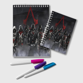 Блокнот с принтом Assassin’s Creed Syndicate в Ухте, 100% бумага | 48 листов, плотность листов — 60 г/м2, плотность картонной обложки — 250 г/м2. Листы скреплены удобной пружинной спиралью. Цвет линий — светло-серый
 | black flag | brotherhood | chronicles | creed | game | origins | revelations | rogue | syndicate | unity | valhalla | альтаир | ассасин | игры | кинжал | пираты
