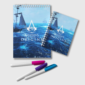 Блокнот с принтом Assassin’s Creed в Ухте, 100% бумага | 48 листов, плотность листов — 60 г/м2, плотность картонной обложки — 250 г/м2. Листы скреплены удобной пружинной спиралью. Цвет линий — светло-серый
 | black flag | brotherhood | chronicles | creed | game | origins | revelations | rogue | syndicate | unity | valhalla | альтаир | ассасин | игры | кинжал | пираты