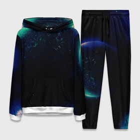 Женский костюм 3D (с толстовкой) с принтом планета в Ухте,  |  | глобус | земля | космос | неон | планета