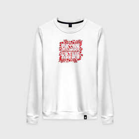 Женский свитшот хлопок с принтом Russian Fashion в Ухте, 100% хлопок | прямой крой, круглый вырез, на манжетах и по низу широкая трикотажная резинка  | russia | russian fasion | герб россии | патриот | россия | русский | русский орнамент | русский стиль | русский узор | славяне | флаг россии | хохлома | этника