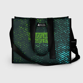 Сумка-шоппер 3D с принтом ОЧЕНЬ СТРАННЫЕ ДЕЛА STRANGER в Ухте, 100% полиэстер | застегивается на металлическую кнопку; внутренний карман застегивается на молнию. Стенки укреплены специальным мягким материалом, чтобы защитить содержимое от несильных ударов
 | netflix | series | strange | stranger | things | бобби | браун | вулфард | дела | демогорген | дина | лого | логотип | логотипы | милли | нетфликс | одиннадцать | очень | сериал | сериалы | символ | символы | странные | финн