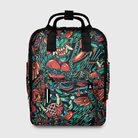 Женский рюкзак 3D с принтом японская татуировка в Ухте, 100% полиэстер | лямки с регулируемой длиной, сверху ручки, чтобы рюкзак нести как сумку. Основное отделение закрывается на молнию, как и внешний карман. Внутри два дополнительных кармана, один из которых закрывается на молнию. По бокам два дополнительных кармашка, куда поместится маленькая бутылочка
 | anime | asia | halloween | japan | old | oriental | school | street wear | tattoo | азия | аниме | анимэ | восток | дух | ориентал | полинезия | рукав | тату | уличная мода | фестиваль | хэллоуин | хэлоуин