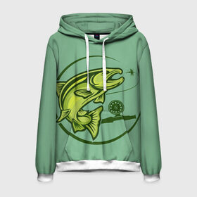 Мужская толстовка 3D с принтом Large fish в Ухте, 100% полиэстер | двухслойный капюшон со шнурком для регулировки, мягкие манжеты на рукавах и по низу толстовки, спереди карман-кенгуру с мягким внутренним слоем. | Тематика изображения на принте: океан | рыбалка | рыбы | спининг