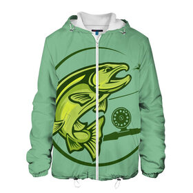 Мужская куртка 3D с принтом Large fish в Ухте, ткань верха — 100% полиэстер, подклад — флис | прямой крой, подол и капюшон оформлены резинкой с фиксаторами, два кармана без застежек по бокам, один большой потайной карман на груди. Карман на груди застегивается на липучку | океан | рыбалка | рыбы | спининг