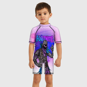 Детский купальный костюм 3D с принтом FORTNITE CROW в Ухте, Полиэстер 85%, Спандекс 15% | застежка на молнии на спине | 2019 | battle royale | chapter 2 | epic games | fortnite | game | season x | zombie | зомби | фортнайт