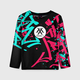 Детский лонгслив 3D с принтом MONSTA X в Ухте, 100% полиэстер | длинные рукава, круглый вырез горловины, полуприлегающий силуэт
 | 