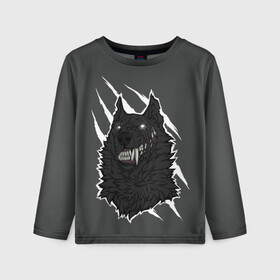 Детский лонгслив 3D Волк: в Ухте, 100% полиэстер | длинные рукава, круглый вырез горловины, полуприлегающий силуэт
 | woolf | волк | зверь | клык | оборотень | оскал | собака