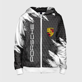 Детская толстовка 3D на молнии с принтом PORSCHE в Ухте, 100% полиэстер |  манжеты и пояс оформлены широкой мягкой резинкой, двухслойный капюшон со шнурком для регулировки, спереди карманы и застежка-молния
 | porsche | авто | автомобиль | логотип | марка | машина | надпись | порш | порше | текстура