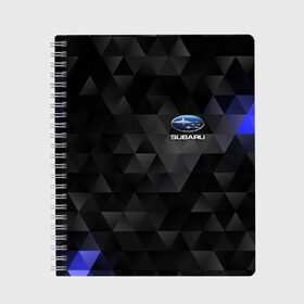 Тетрадь с принтом SUBARU в Ухте, 100% бумага | 48 листов, плотность листов — 60 г/м2, плотность картонной обложки — 250 г/м2. Листы скреплены сбоку удобной пружинной спиралью. Уголки страниц и обложки скругленные. Цвет линий — светло-серый
 | subaru | авто | автомобиль | логотип | марка | машина | надпись | субару | текстура