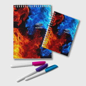 Блокнот с принтом SUBARU в Ухте, 100% бумага | 48 листов, плотность листов — 60 г/м2, плотность картонной обложки — 250 г/м2. Листы скреплены удобной пружинной спиралью. Цвет линий — светло-серый
 | Тематика изображения на принте: subaru | авто | автомобиль | логотип | марка | машина | надпись | субару | текстура